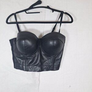 Charmian Faux leather black Bustier size XXL